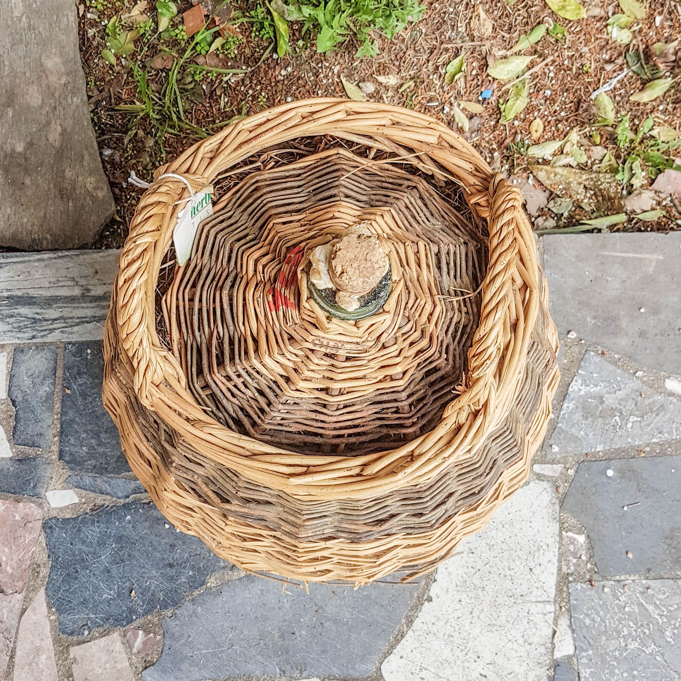 Demijohn covered with wicker