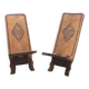 Set of 2 sculpted brown wooden chairs, Cuba 1960s, vernacular style.