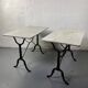 Set of two bistro tables in marble and wrought iron