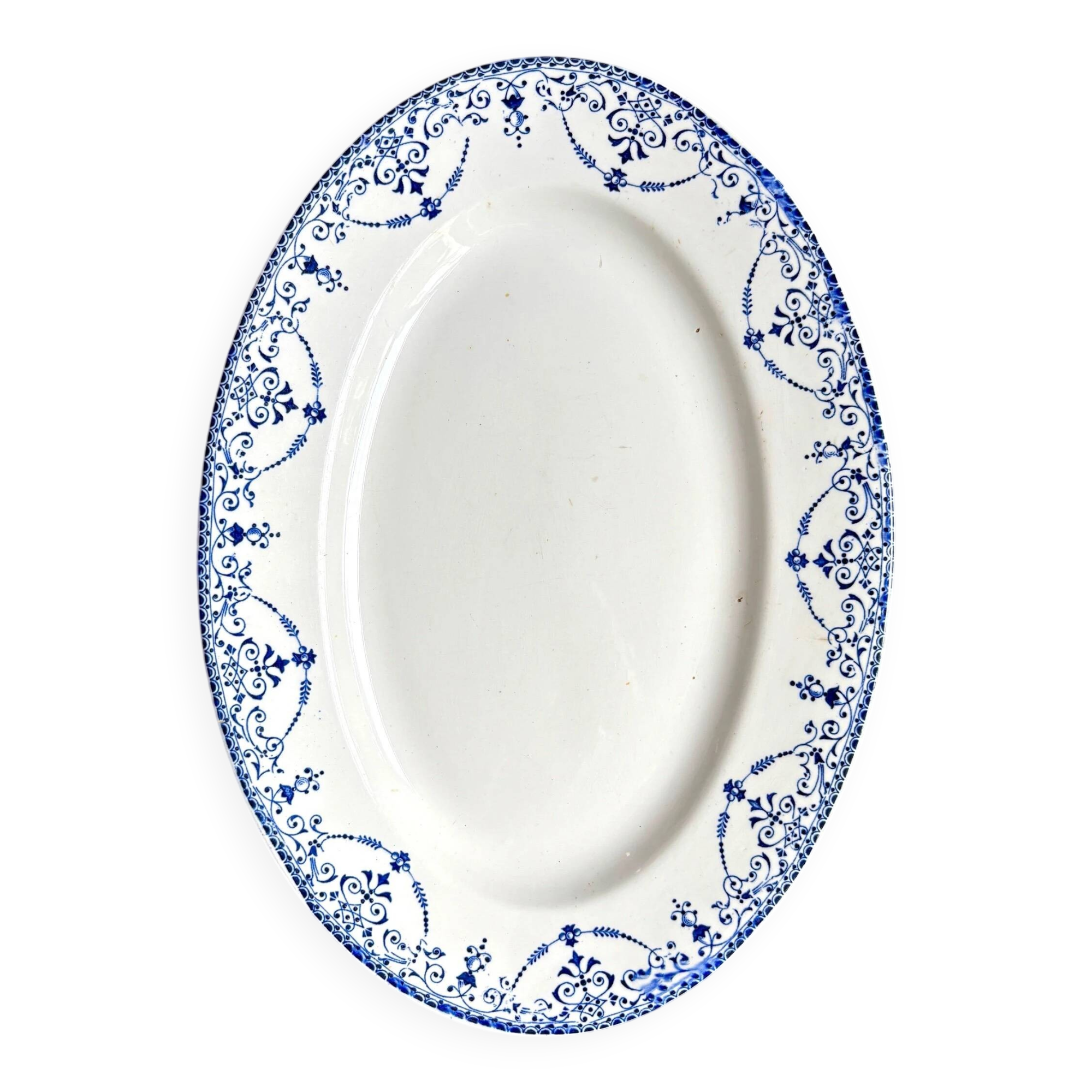 HB&Cie oval dish in blue ironstone, "Balzac" service