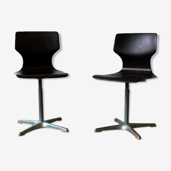 Pair of evolutionary chairs pae Adam Stegner for Flötotto Pagholz, 70's