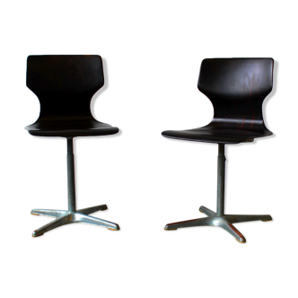 Pair of evolutionary chairs pae Adam Stegner for Flötotto Pagholz, 70's