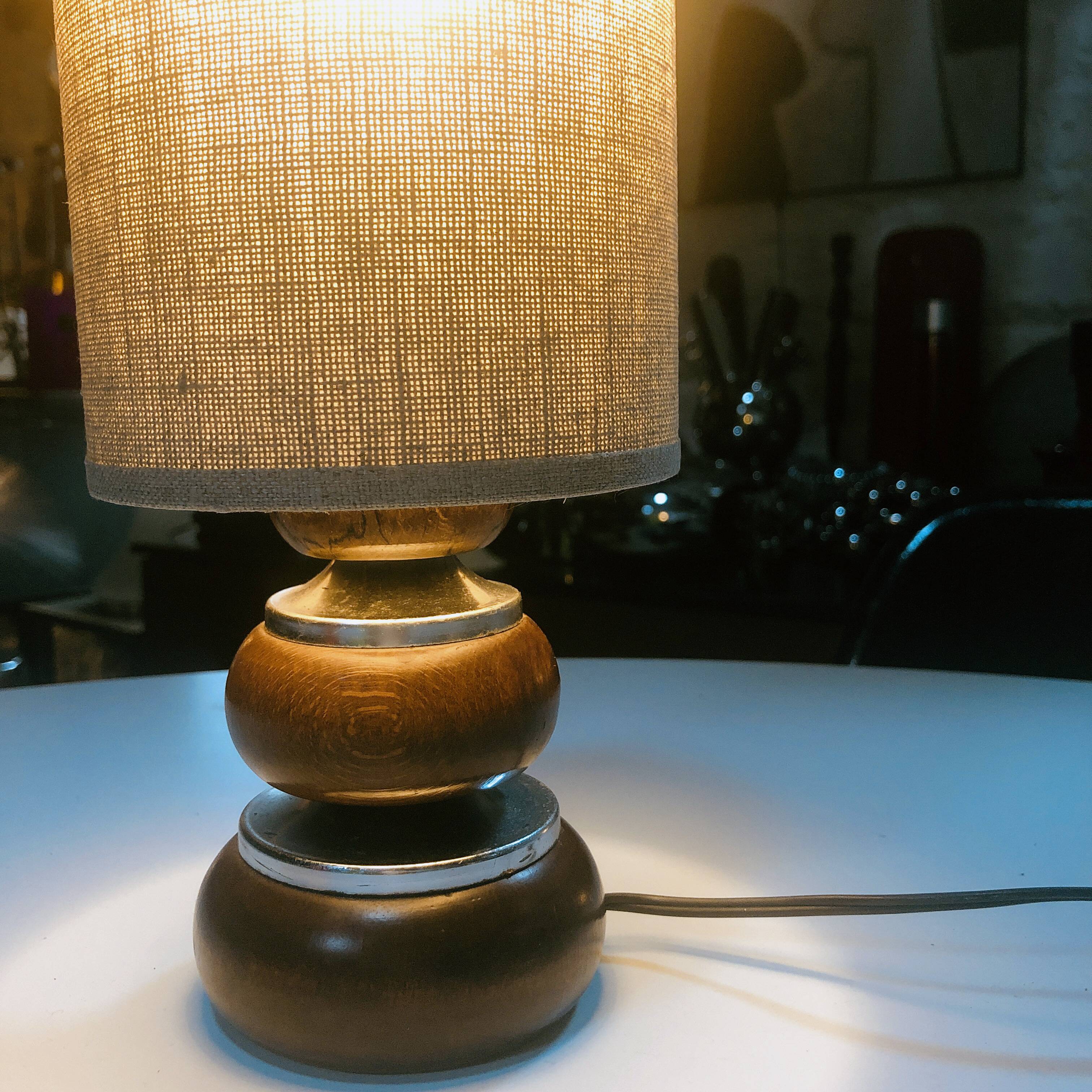 Lampe Vintage • Bois et Métal • 1970