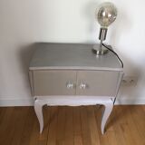 Vintage bedside table revisited in grey color