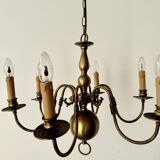 Vintage 6 Arm Brass Dutch Chandelier