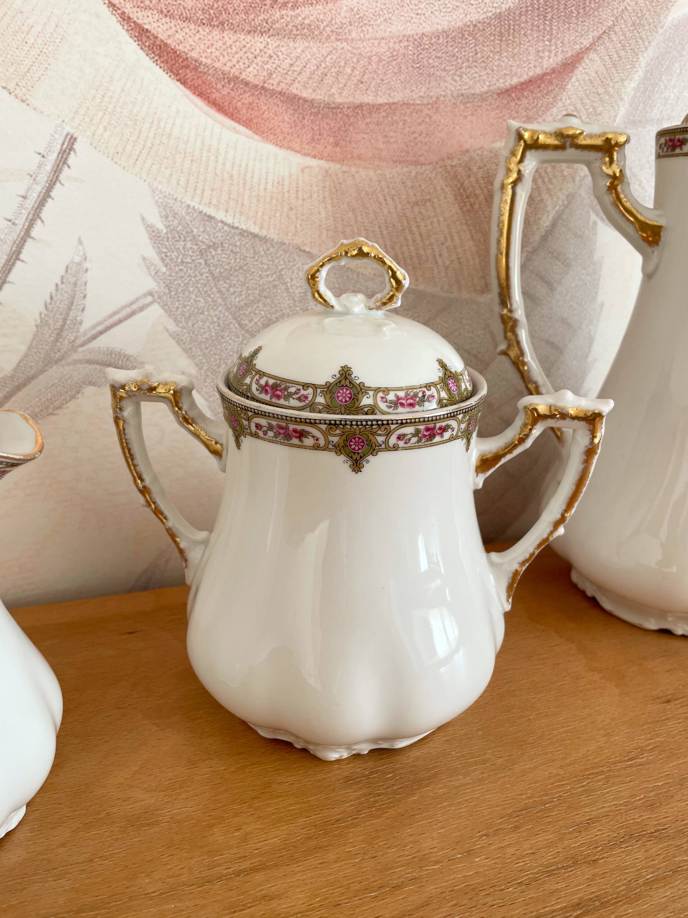 Coffee service in porcelain vignaud limoges - 1950