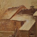 Children playing in the snow, oil on canvas, signed, circa 1900