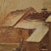 Enfants jouant dans la neige, huile sur toile, signée, vers 1900