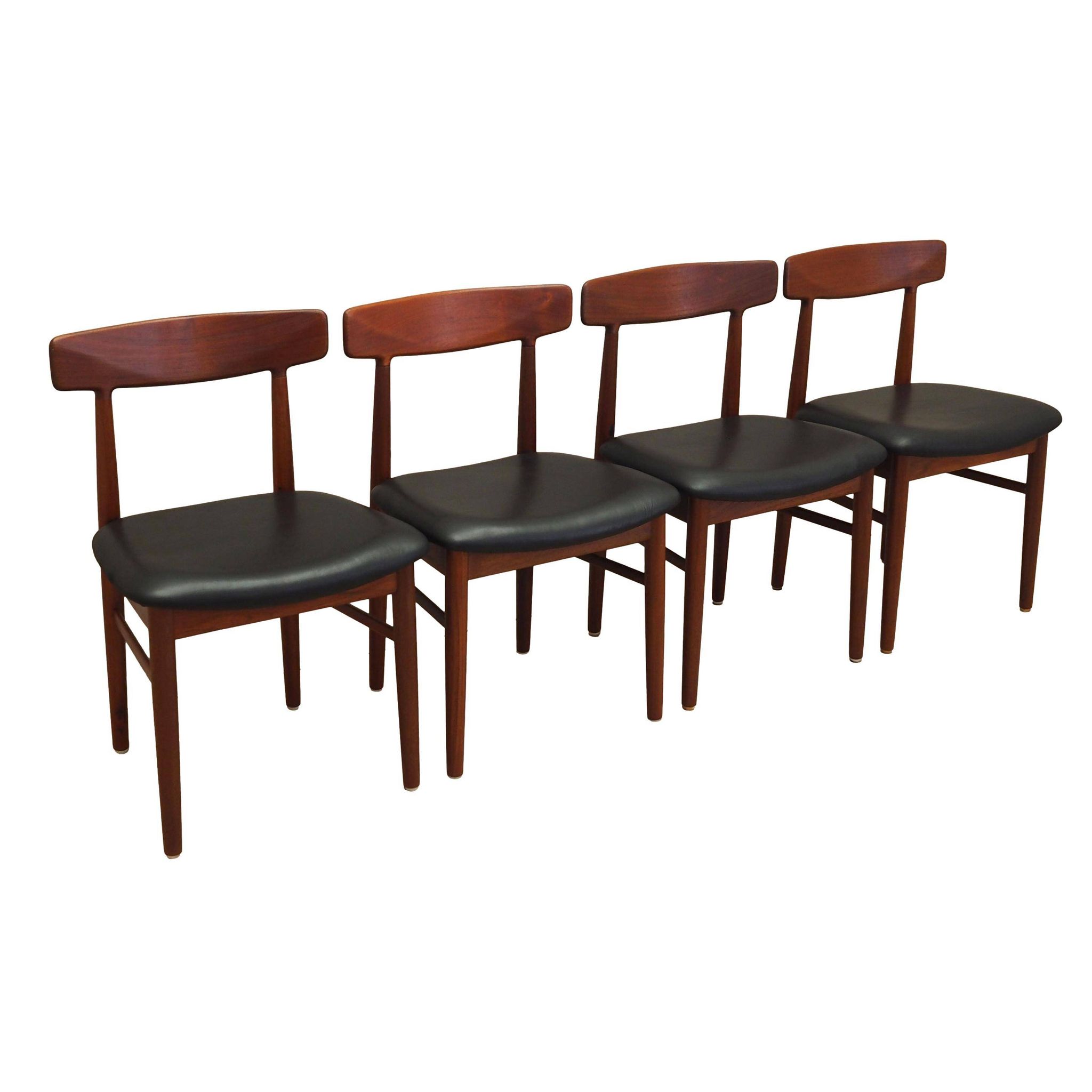 Set of four teak chairs, Danish design, 1960s, manufacture: Bruno Hansen, d