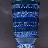 Cendrier bleu Rimini Bitossi Aldo Londi du milieu du siècle peint en bleu-vert
