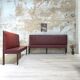 Bistro bench in burgundy leather