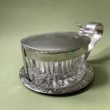 Sucrier verre ciselé et metal
