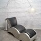 Industrial aluminum & vinyl lounge chair with footrest, 1970s