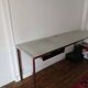 Bureau design acier chromé verre trempé