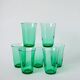 Set of 7 vintage green glass water glasses 1970