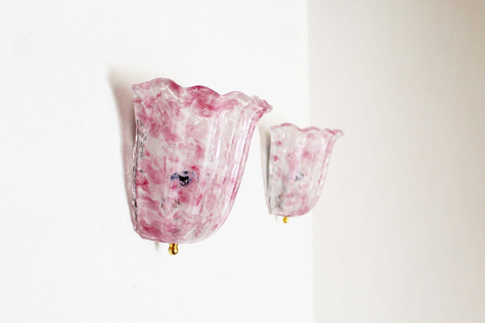 Pair of Italian Murano glass wall lights by Novaresi Milano