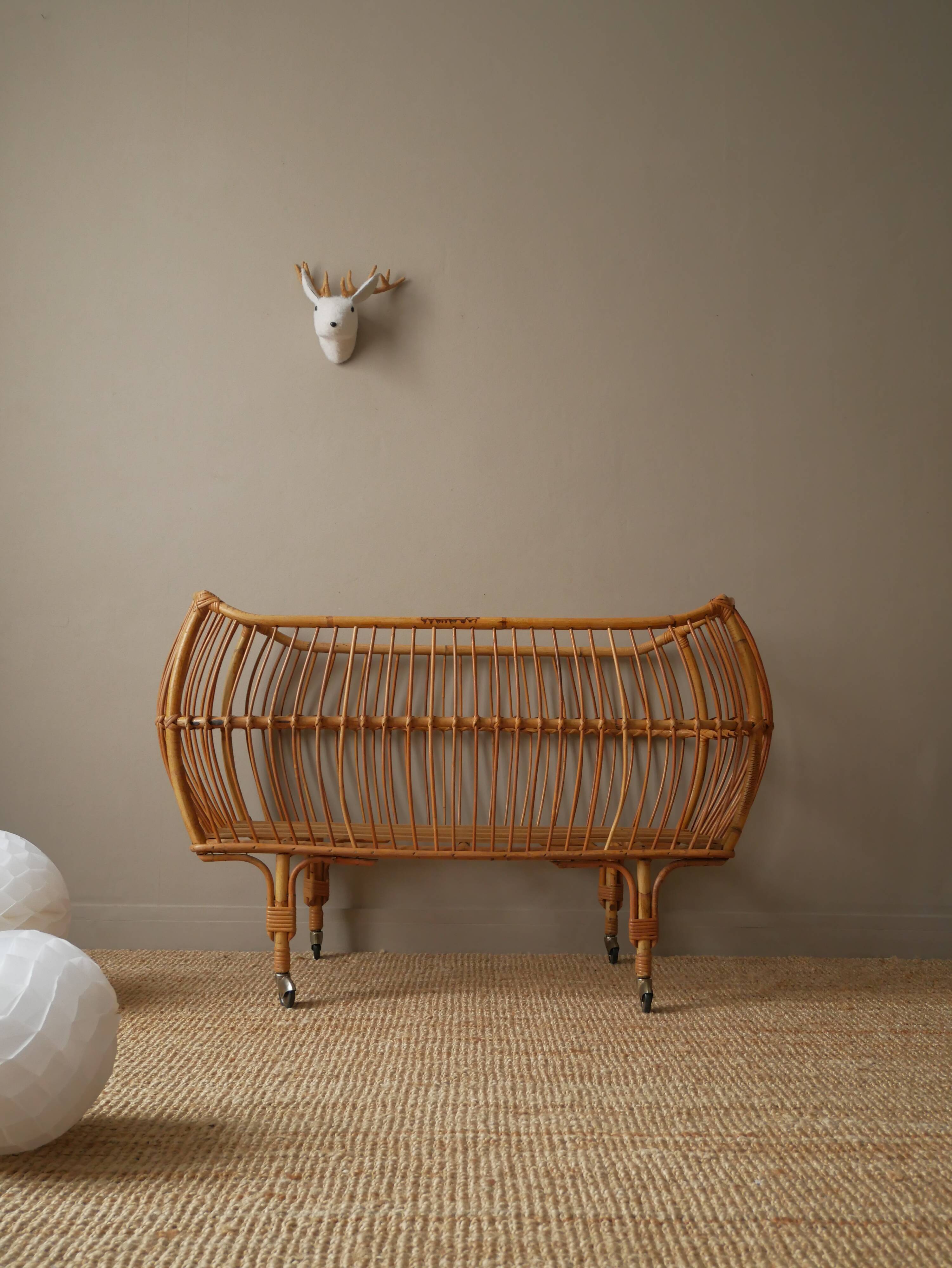 Vintage rattan crib