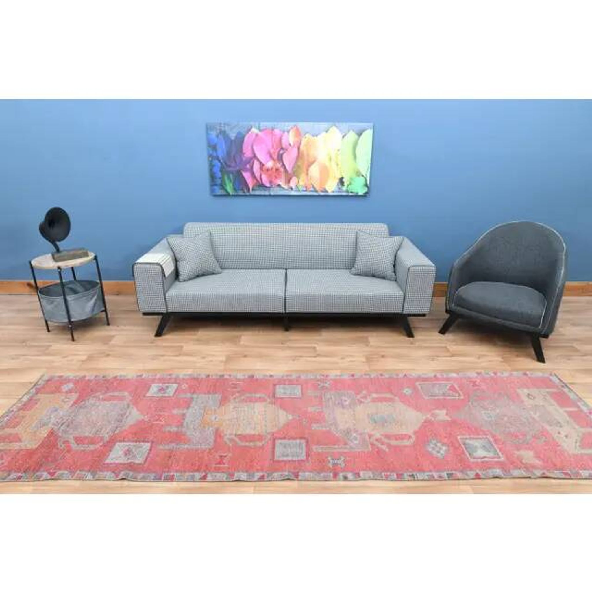 1970s Turkish Oushak Handmade Wool Cotton Red Area Rug 90x343