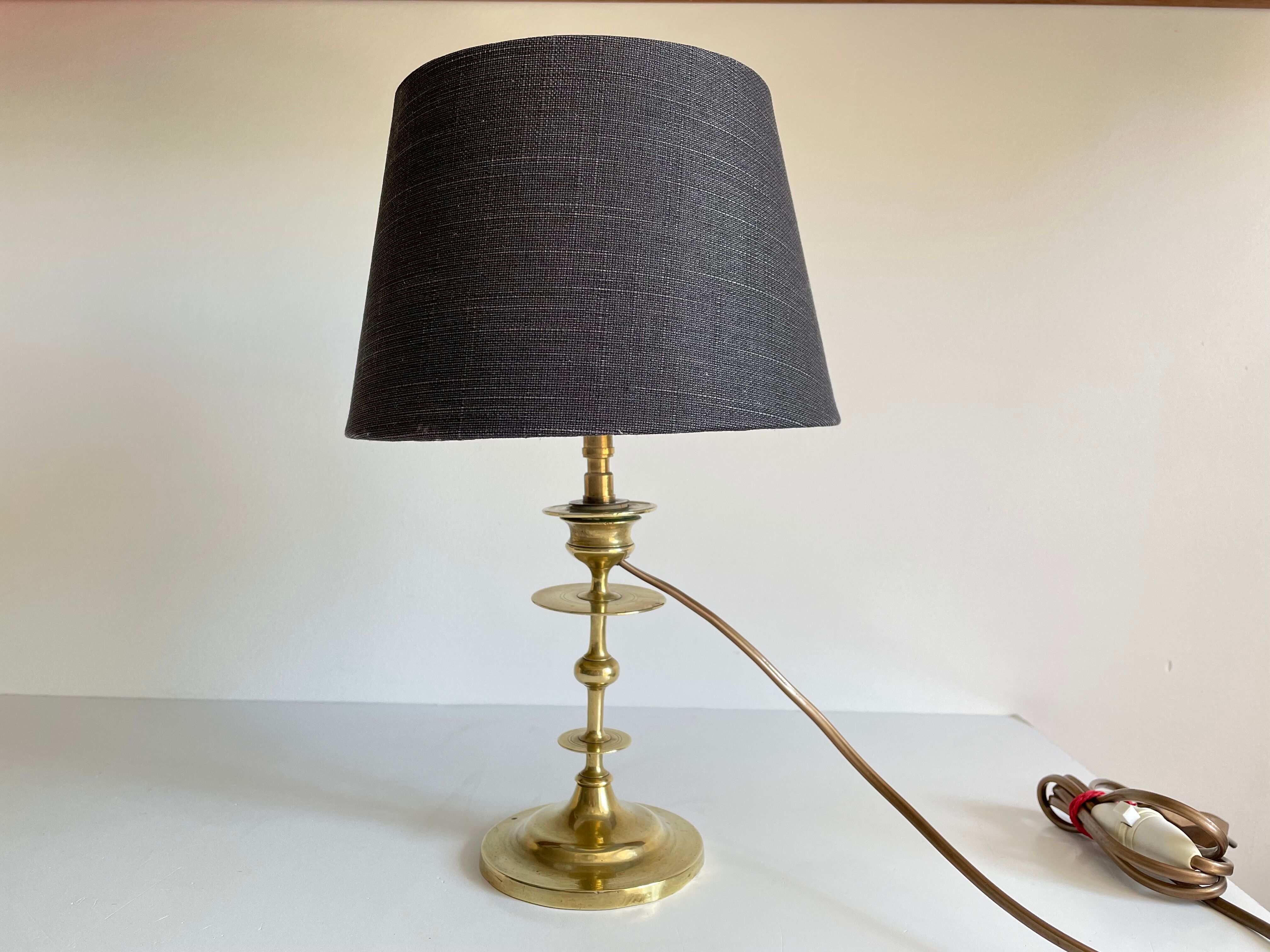 Old solid brass candle holder lamp