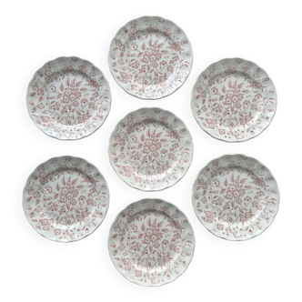 Old dessert plates with pretty pink floral pattern