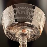 Baccarat, set of 10 engraved crystal champagne glasses from 1900.