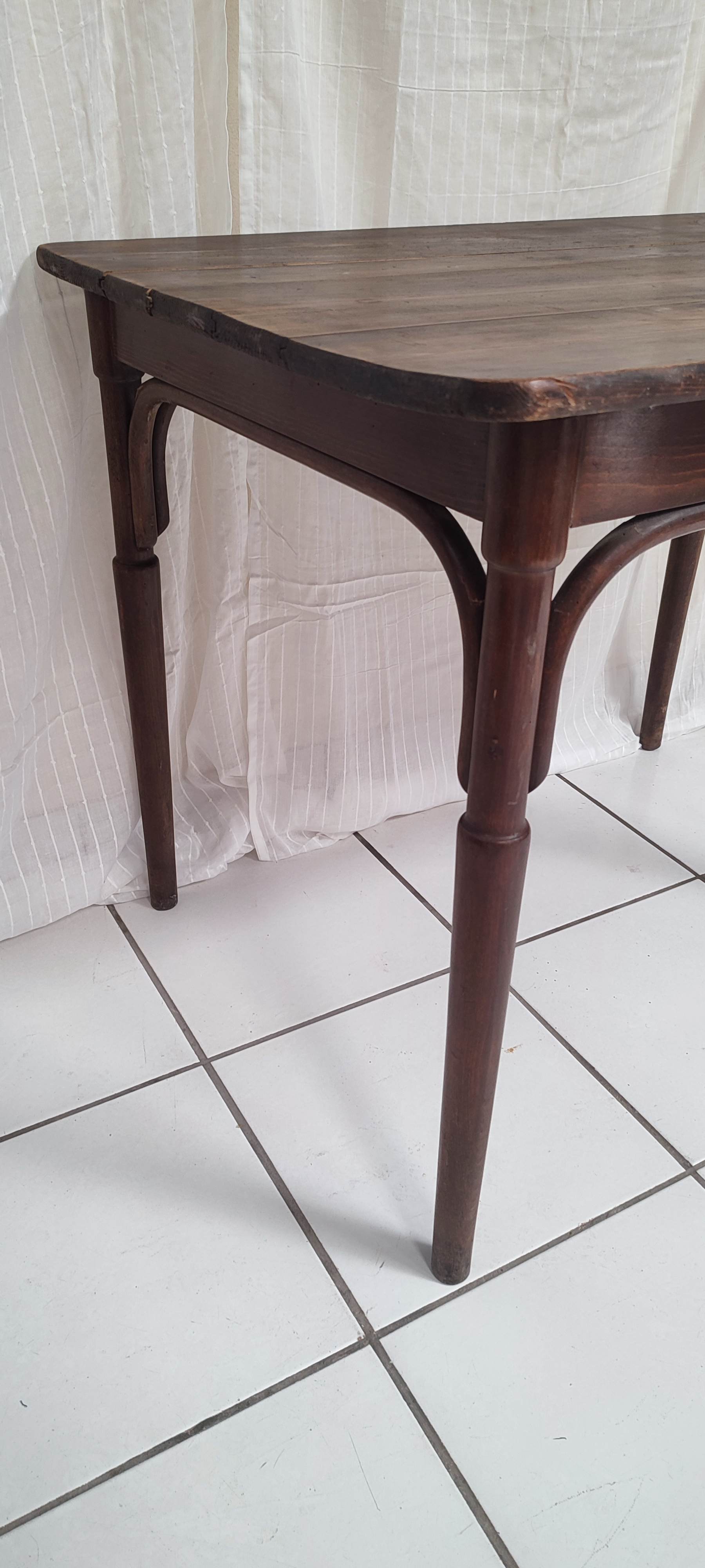 Curved wood bistro table