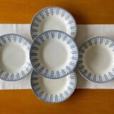 5 old GIEN earthenware soup plates