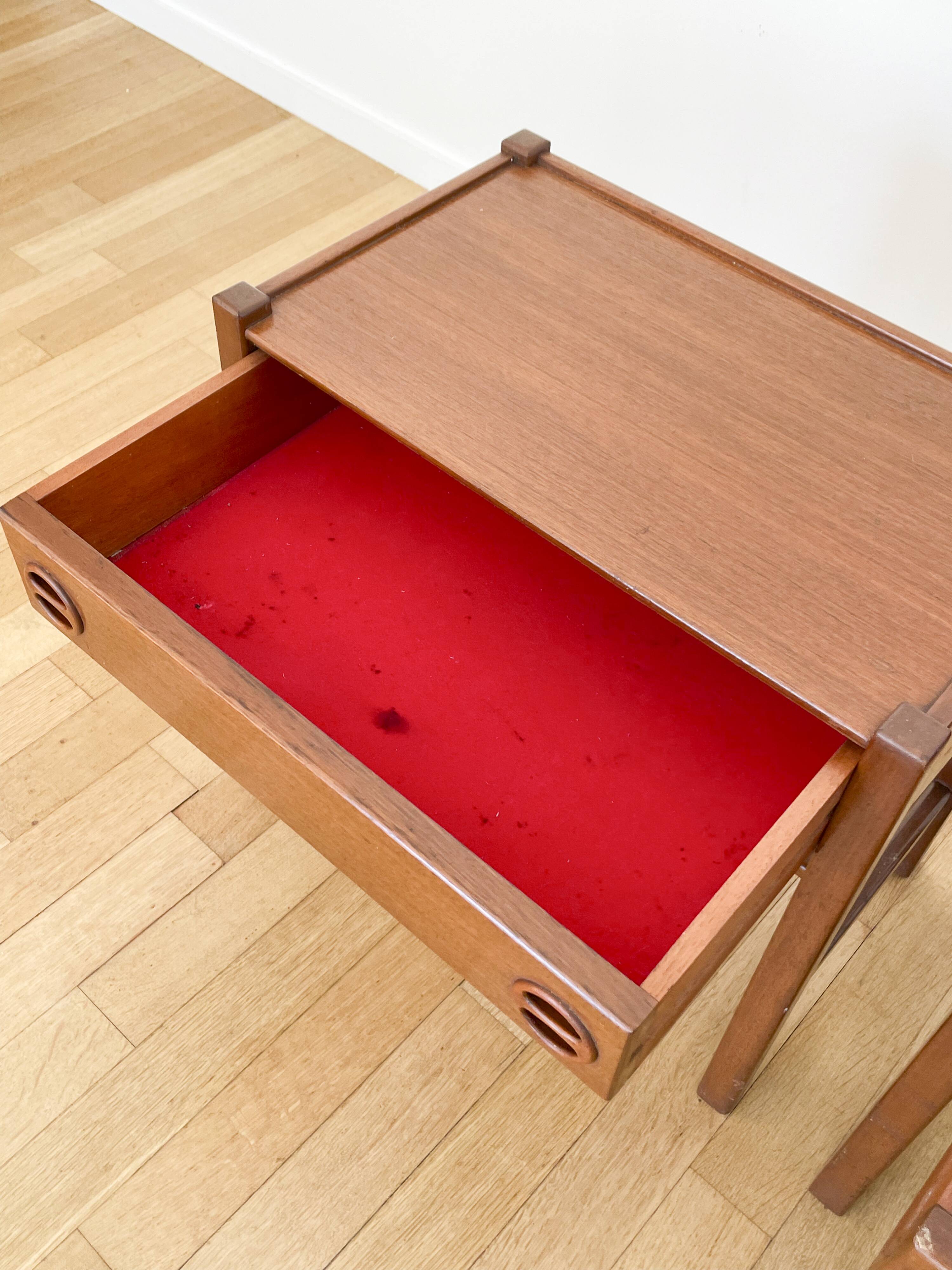 Pair of Scandinavian wooden bedside tables, 1960s