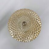 Mid-century wood & glass flush mount, 1960's
