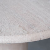 Travertine italian mid-century circular dining table