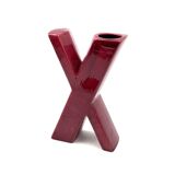 Space age red X letter shaped solifleur vase, Marcel Radureau France 1970