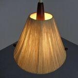 Teak and sisal ceiling lamp from Temde, 1960s