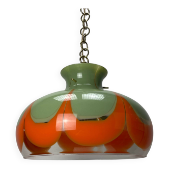 Rare glass suspension luminaire by Kaiser Leuchten 1970