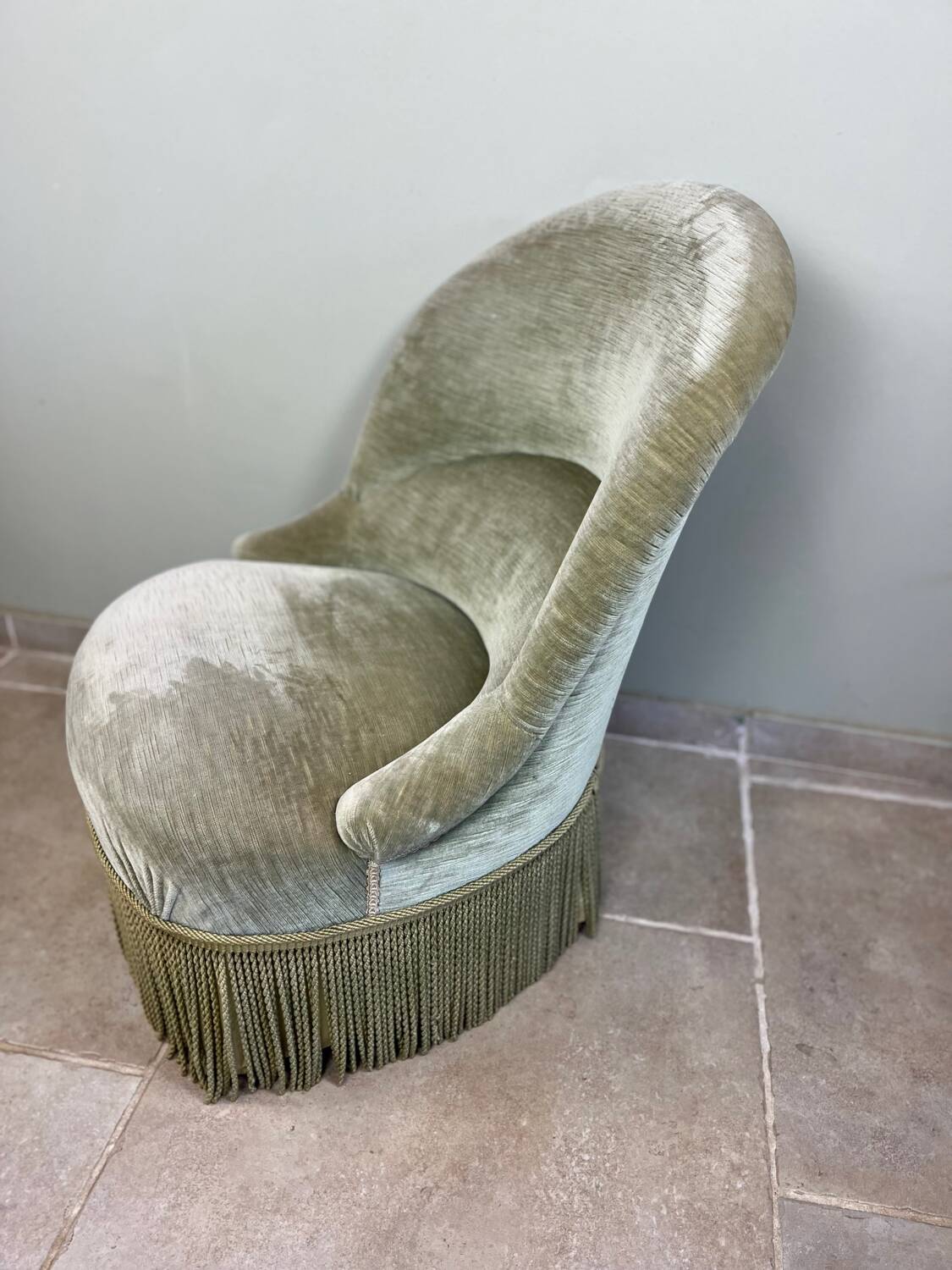 Fauteuil crapaud en velours vert