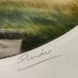 Painting (Art Deco, circa 1930) "Elegant to the fan and roses" signed André