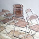 Set of eight pink Plia chairs by Giancarlo Piretti for Castelli