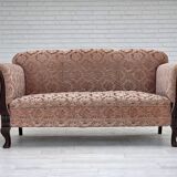 1960s, 3-seater Danish sofa, original salmon pink furniture velour.