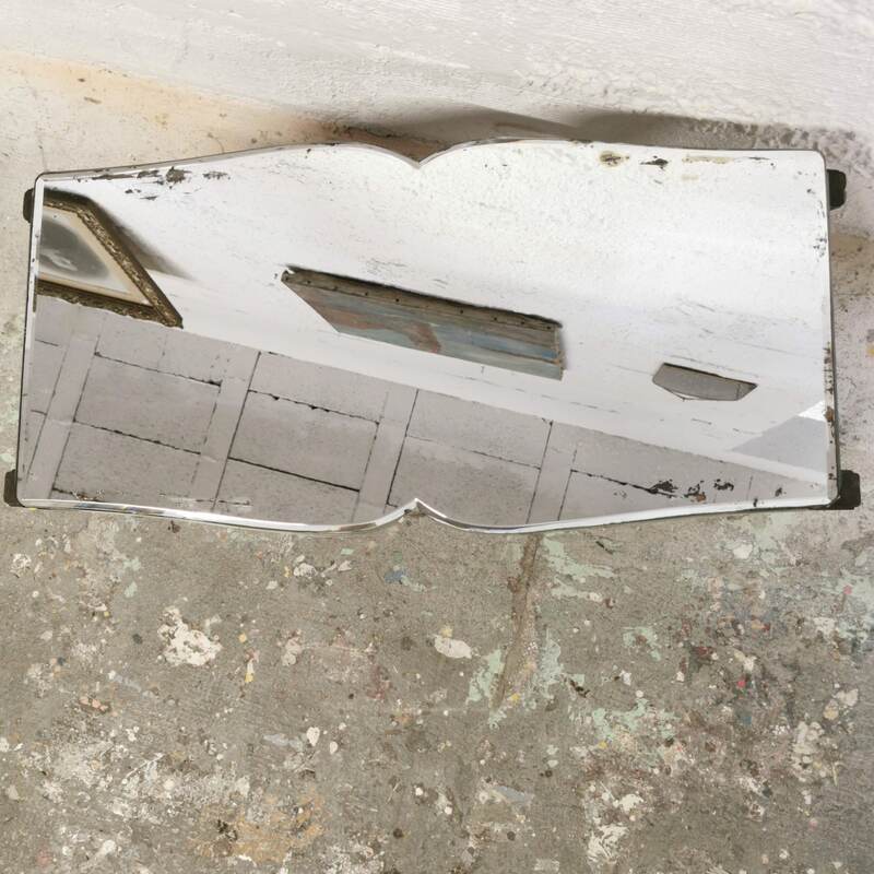 Table basse art déco plateau miroir biseauté