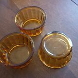 3 vintage Vereco amber glass ramekins