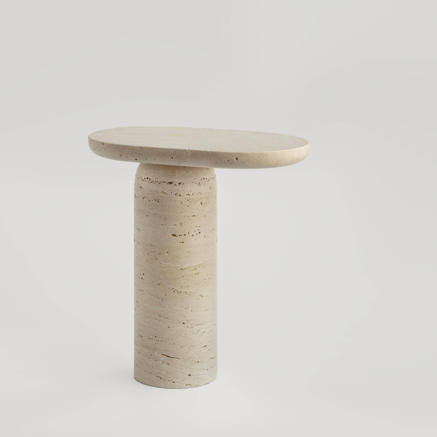 "Table d'appoint en travertin "Bold