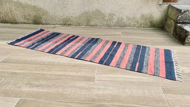 VINTAGE 80s Cotton Kilim RUG