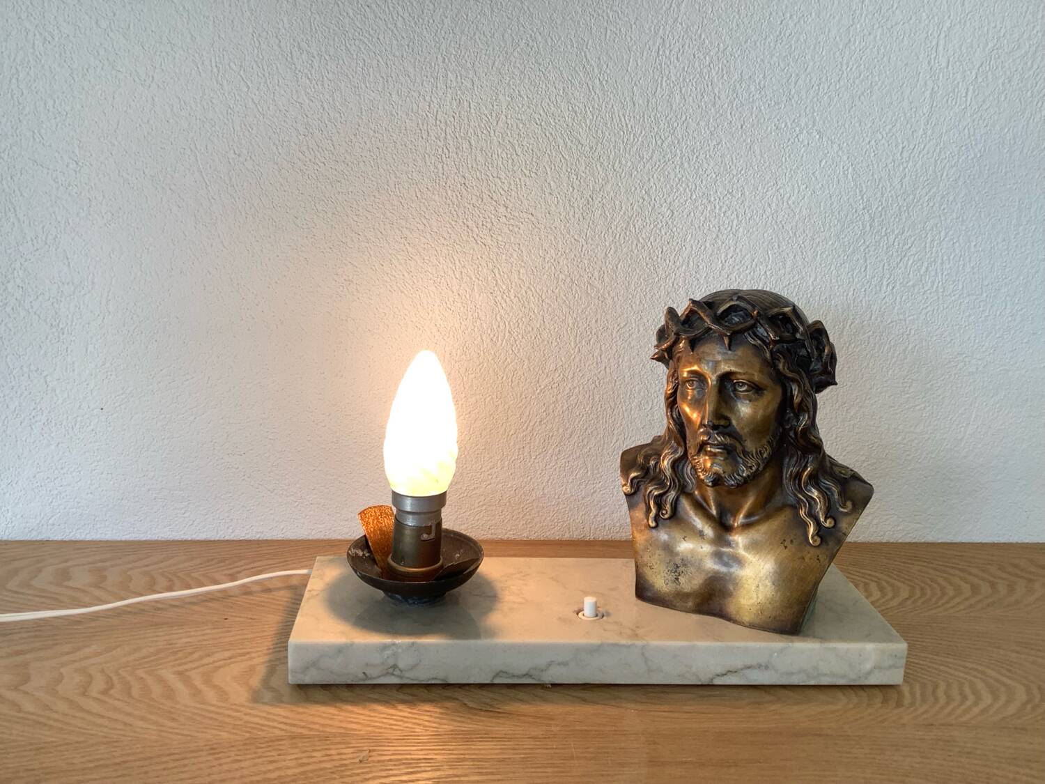 Christ bronze lamp signed L. Artaux