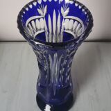 Blue cut crystal vase