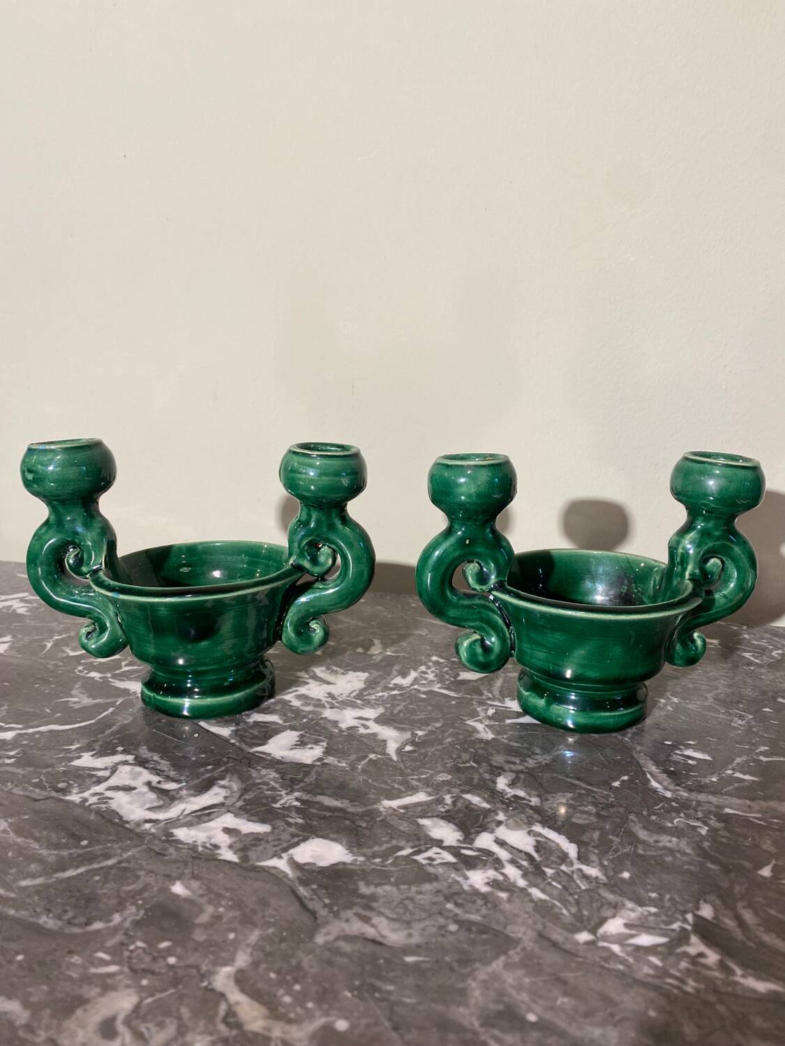 Pair of ceramic candlesticks