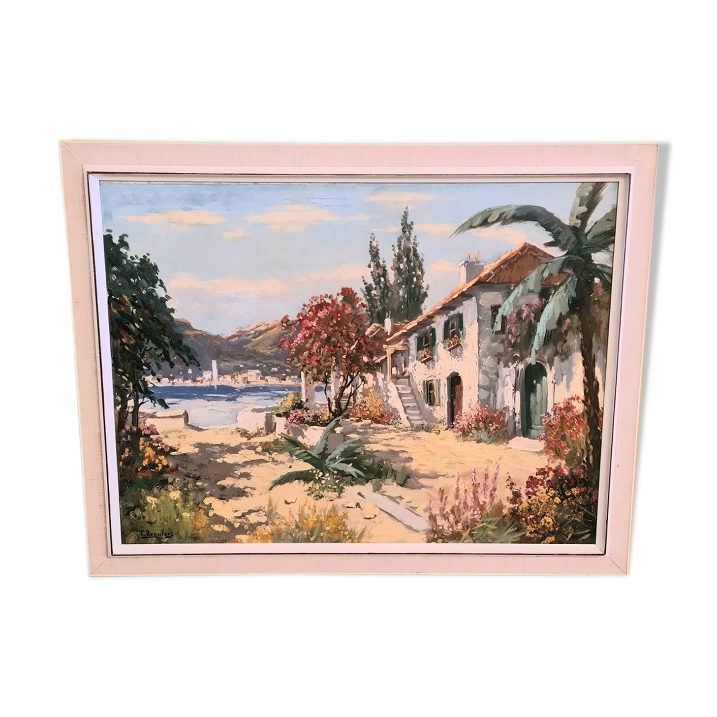 Vintage Mediterranean Painting signed C. Beaufort