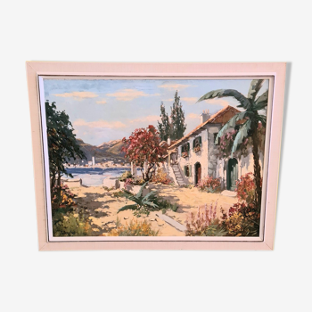 Vintage Mediterranean Painting signed C. Beaufort