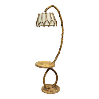 Lampadaire en rotin des années 70