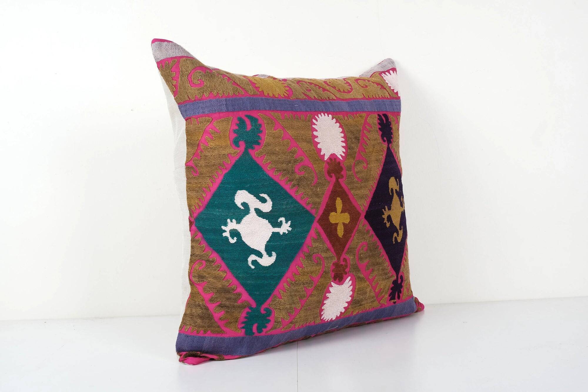 Vintage embroidered cushion cover 66x66 cm