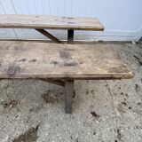 Pair of solid wood farmhouse benches 220cm for rustic farmhouse table.