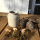 Beige sandstone mustard pot